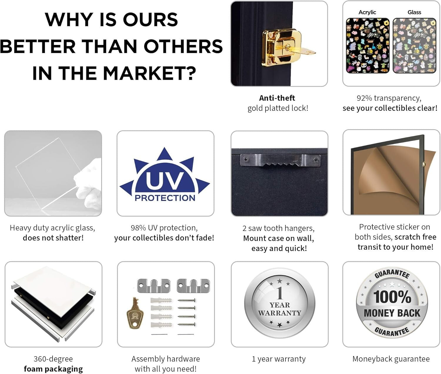 Elegant 19x14 Acrylic Pin Display Case with Lock for Military Medals & Badges