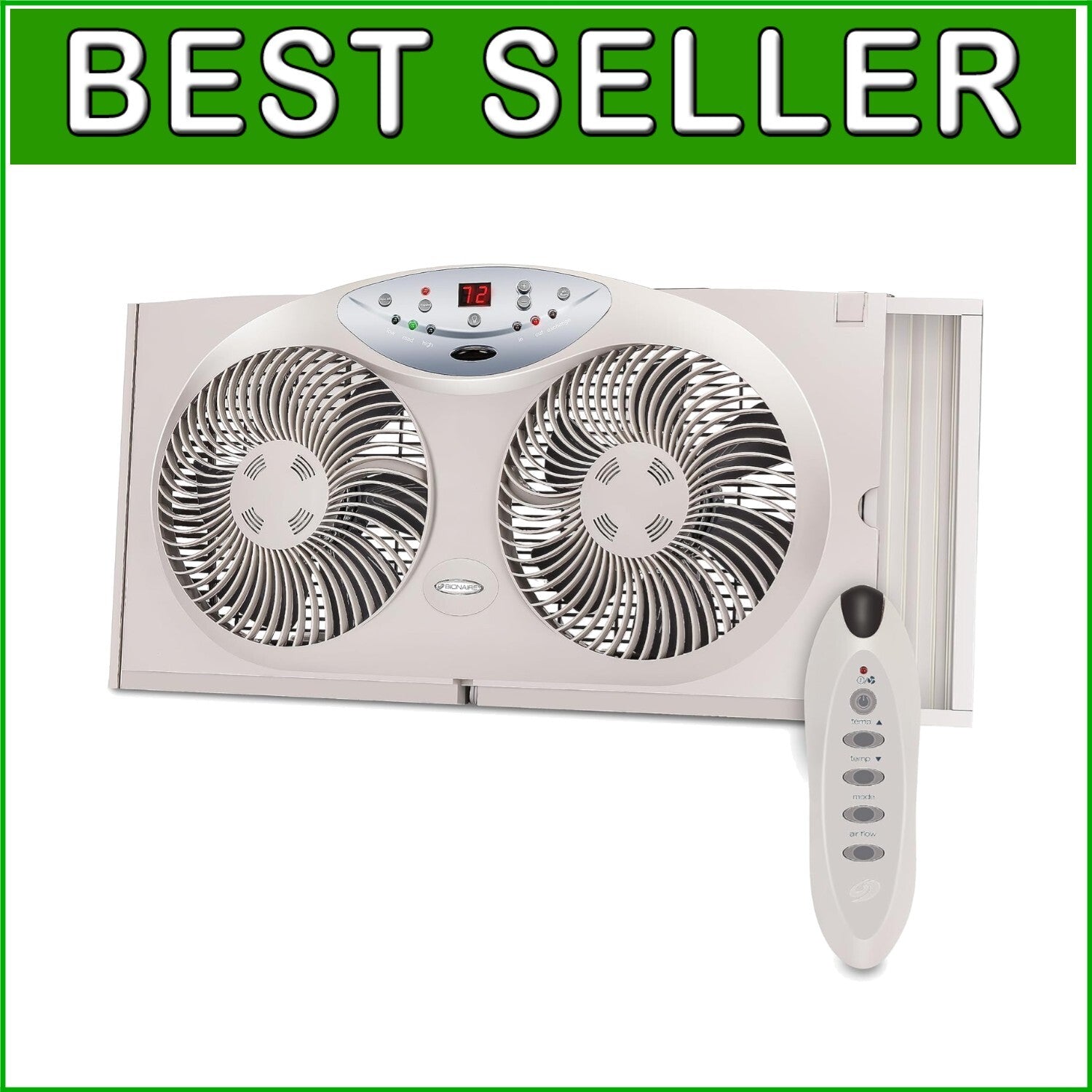 Bionaire Thin Window Fan with Programmable Thermostat & Remote Control