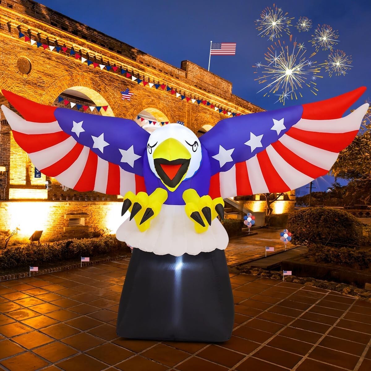 Fast-Inflating Bald Eagle Decoration for 4th of July - LED Lit & Easy to Store