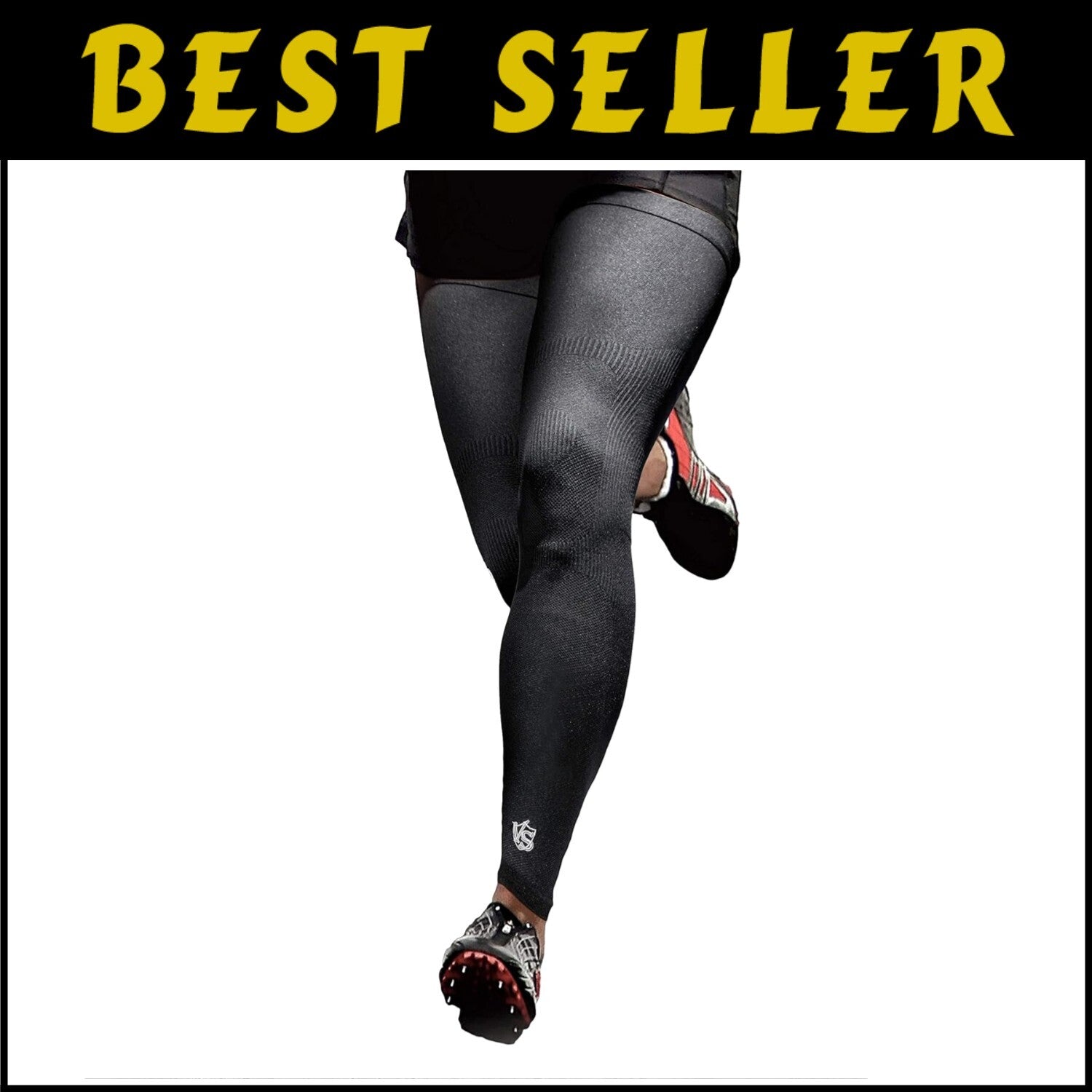 Anti-Slip Compression Leg Sleeves with Sun Protection & Muscle Support - Black