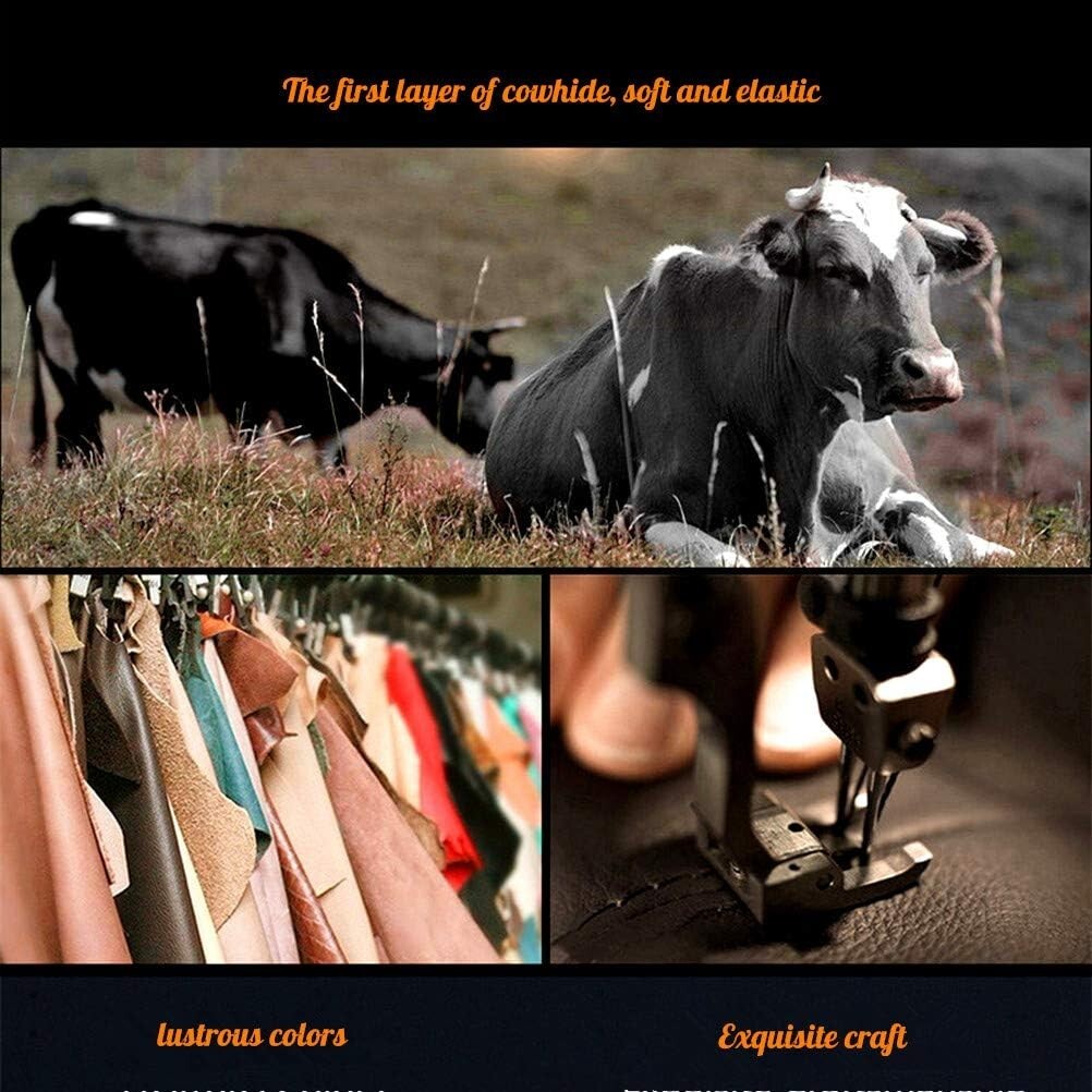 Soft Black Cowhide Steering Wheel Cover with Eco-Friendly Inner Ring - 15.5 Inch