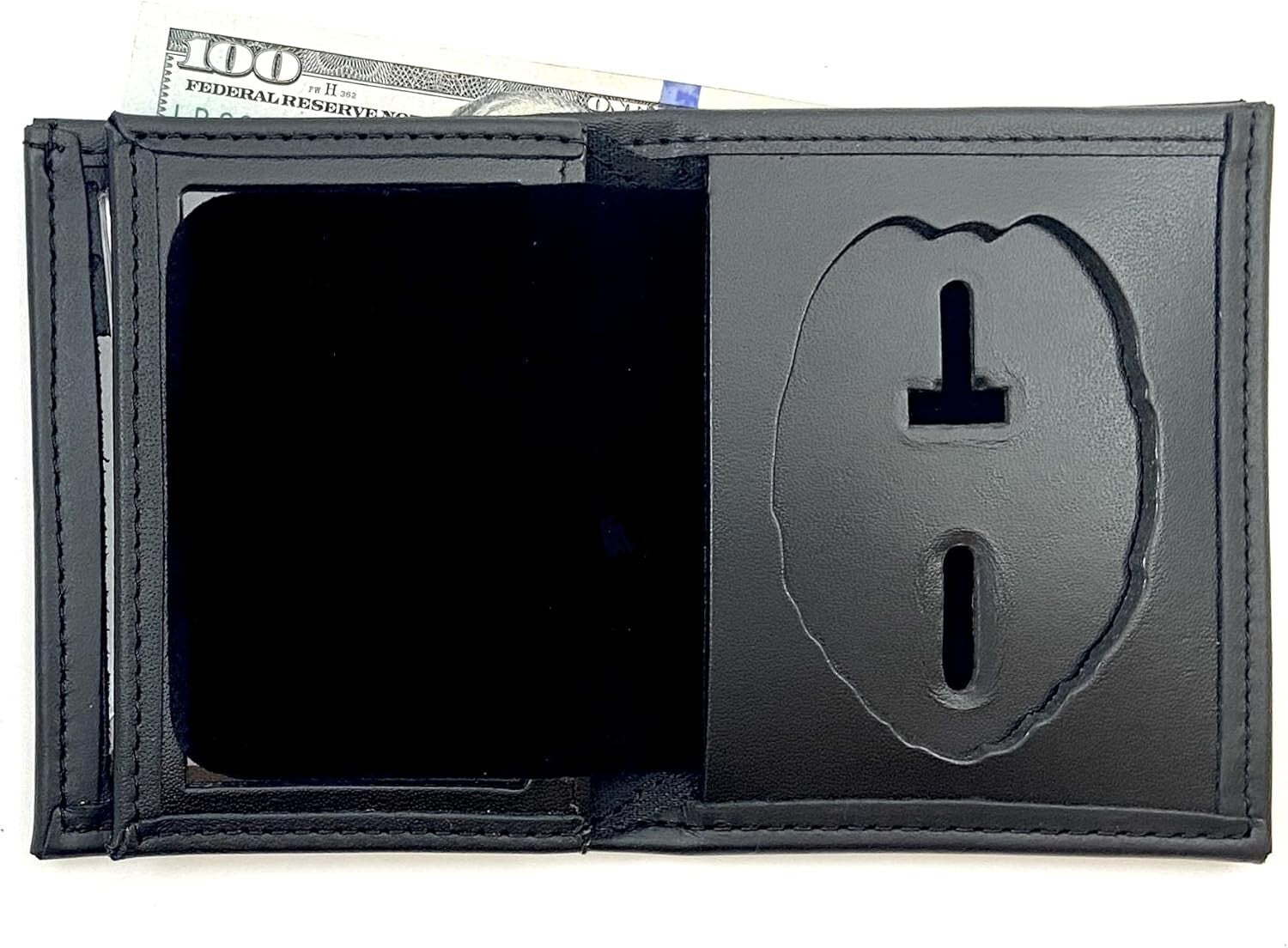 Compact Leather Badge Wallet for Police and Security - Fits Blackington 296