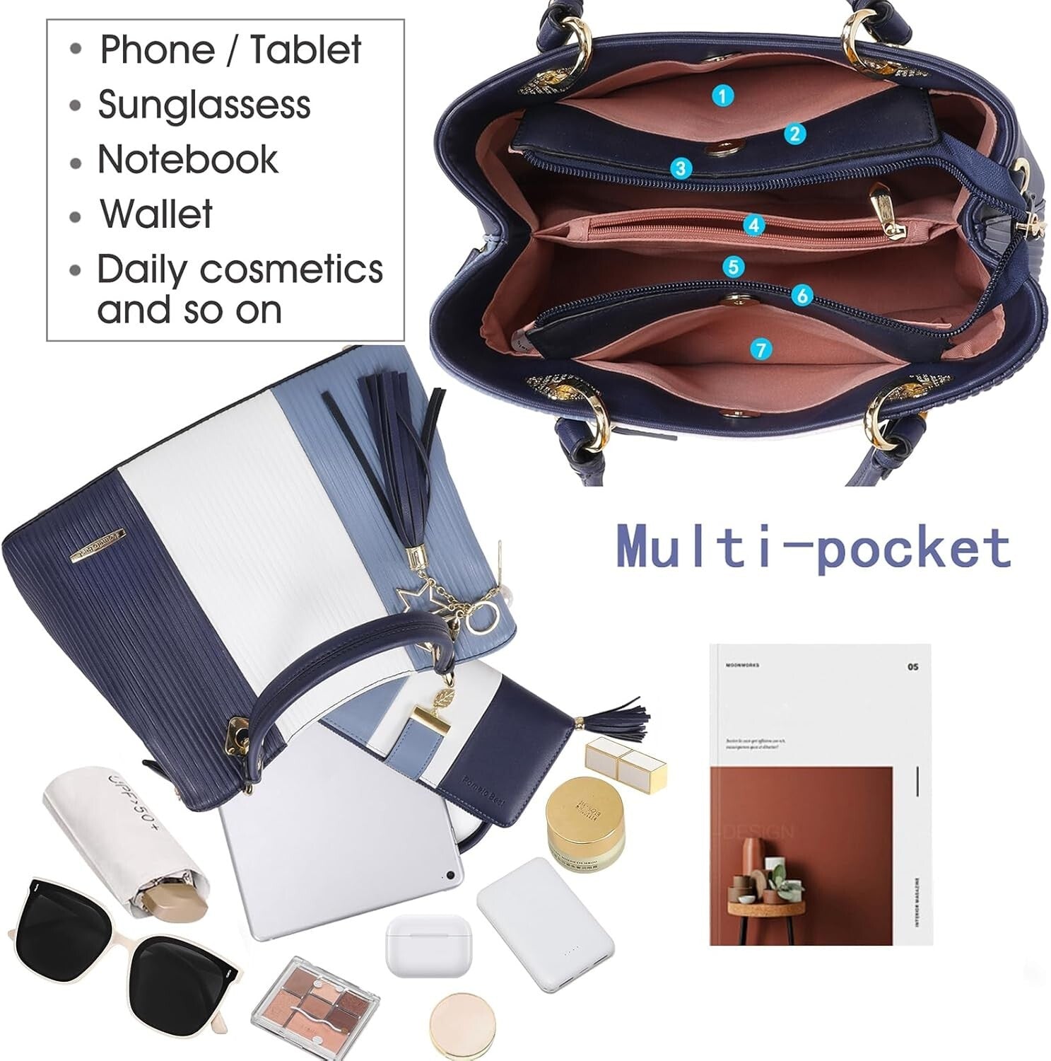 Elegant Women's Satchel - 8 Pockets, Quality PU Leather, Perfect for Gifting