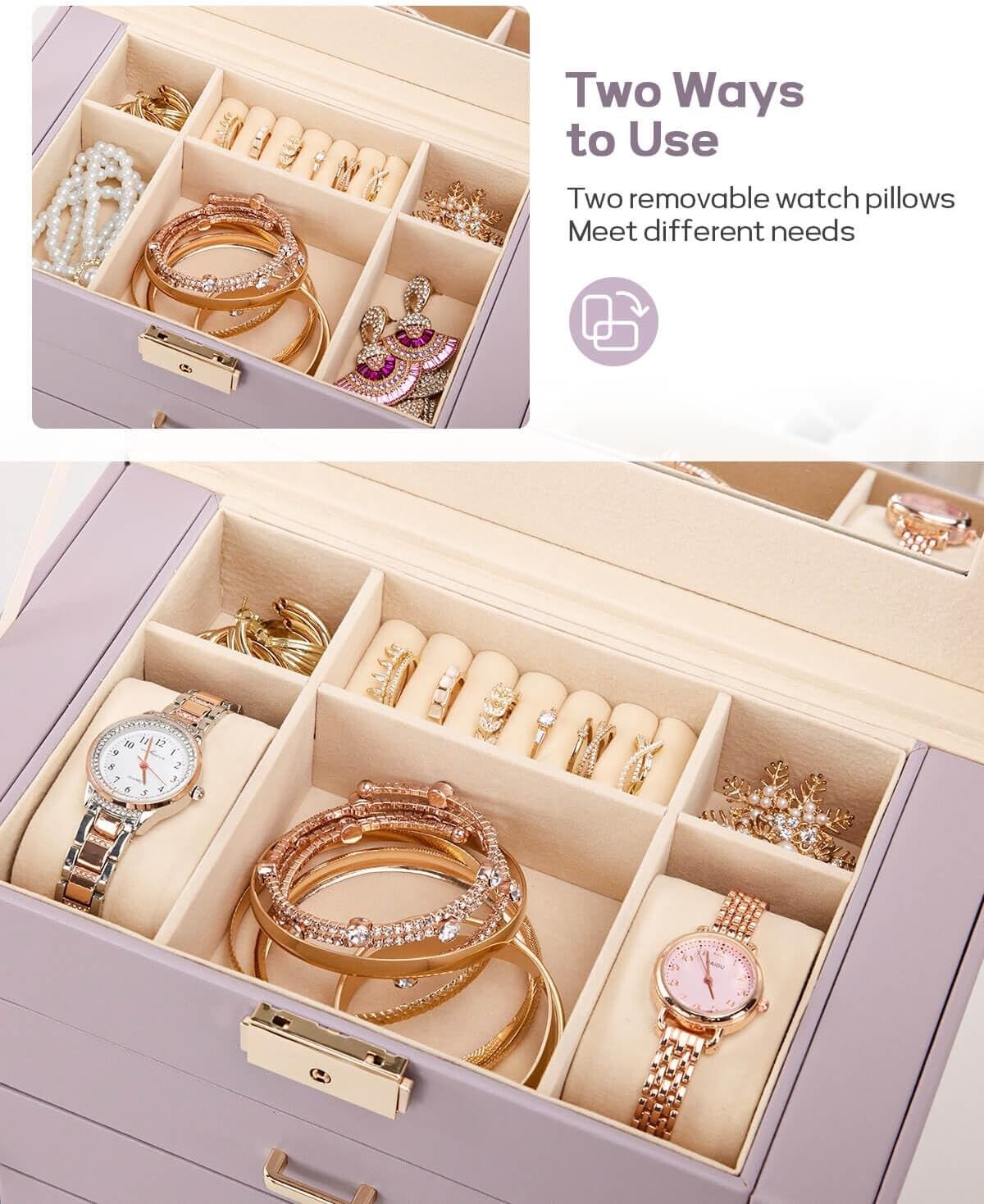 5-Layer Mirrored Jewelry Case with Lock - Luxe Storage for Accessories