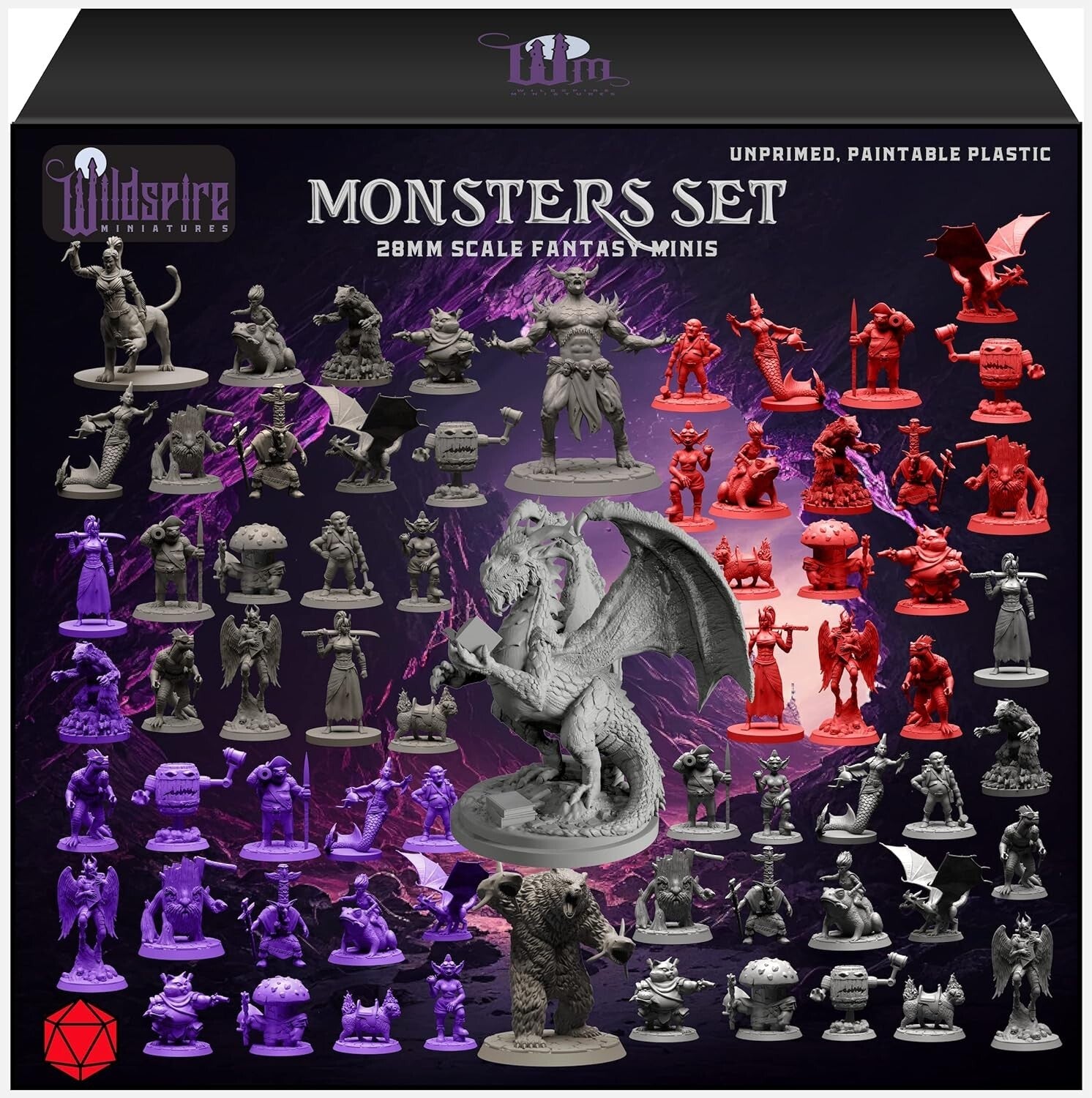 Bulk DND Miniatures - 68 Paintable 28mm-32mm Fantasy Figures for RPG Gameplay
