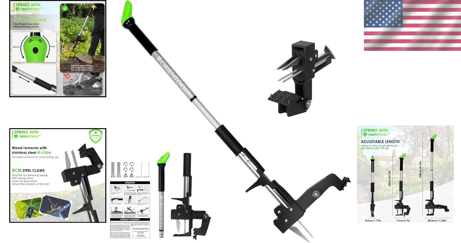 Labor-Saving 4 Claw Adjustable Weed Puller – Ideal for Garden Weeding Tasks