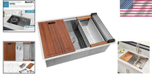 Load image into Gallery viewer, 32-Inch Workstation Undermount Stainless Steel Kitchen Sink with Cutting Board