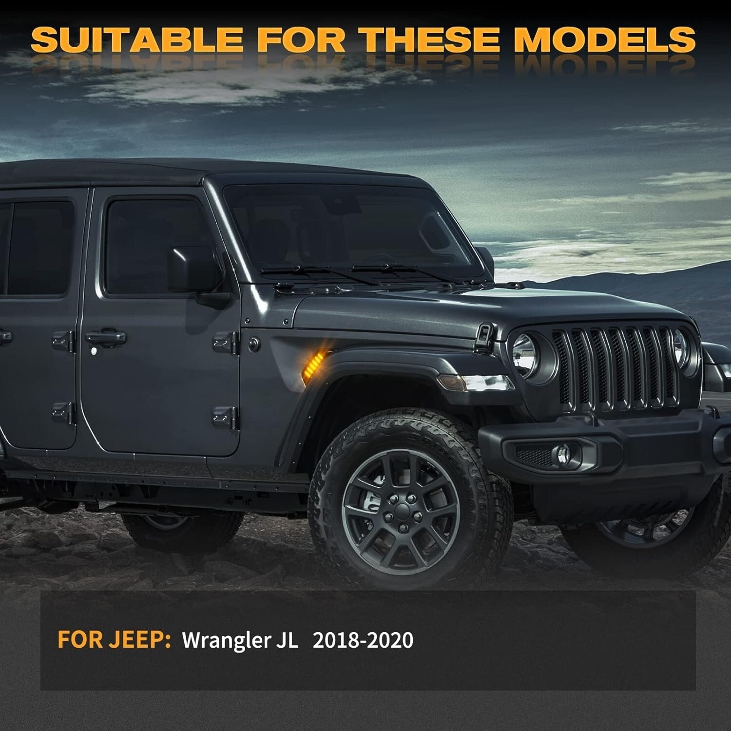 Waterproof Smoked LED Side Marker Lights for 2018-2023 Jeep Wrangler & Gladiator