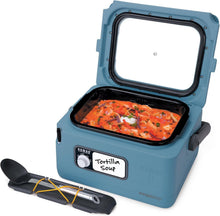 Load image into Gallery viewer, Spill-Proof 8-Quart Blue Slow Cooker with Detachable Utensil Holder for Travel
