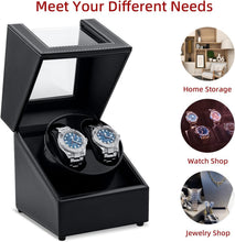 Load image into Gallery viewer, Black Elegant Watch Winder Box with Two Rotation Modes - Perfect Gift for Men