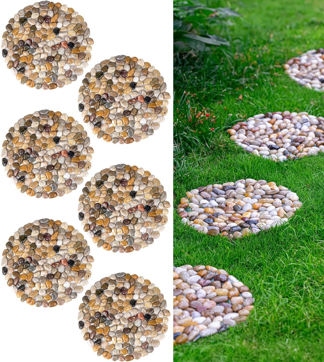 12-Inch Polished River Rock Garden Stepping Stones - Versatile Outdoor Decor