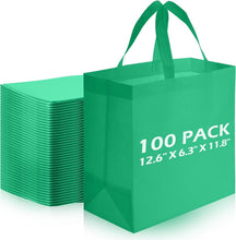 Load image into Gallery viewer, Versatile 100 Piece Non-Woven Grocery Bags - Portable &amp; Customizable in Green
