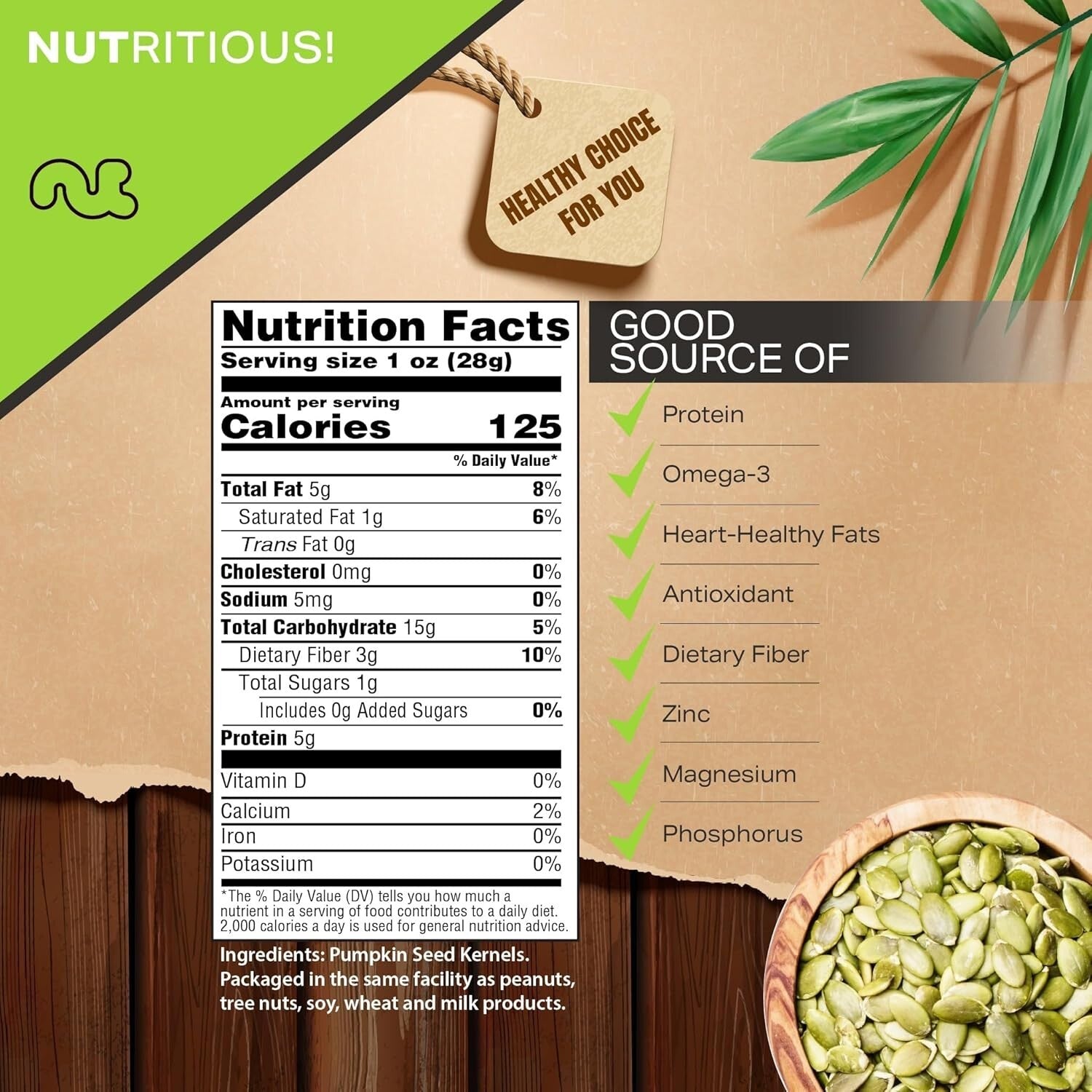 80oz Raw Pumpkin Seeds Pepitas - Unsalted Crunchy Vegan Snack in Resealable Bag