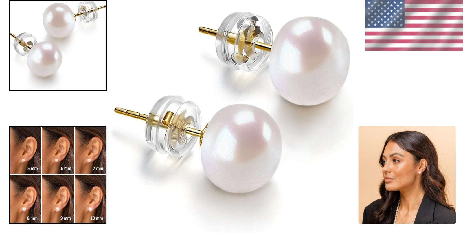 Elegant 14K Yellow Gold Pearl Stud Earrings - Handpicked Freshwater Perfection