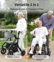 Load image into Gallery viewer, Folding 2-in-1 Walker Wheelchair for Seniors - Portable, Durable &amp; All Terrain