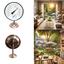 Load image into Gallery viewer, Elegant 4-Inch Indoor/Outdoor Thermometer with Hygrometer – Durable Brass Design