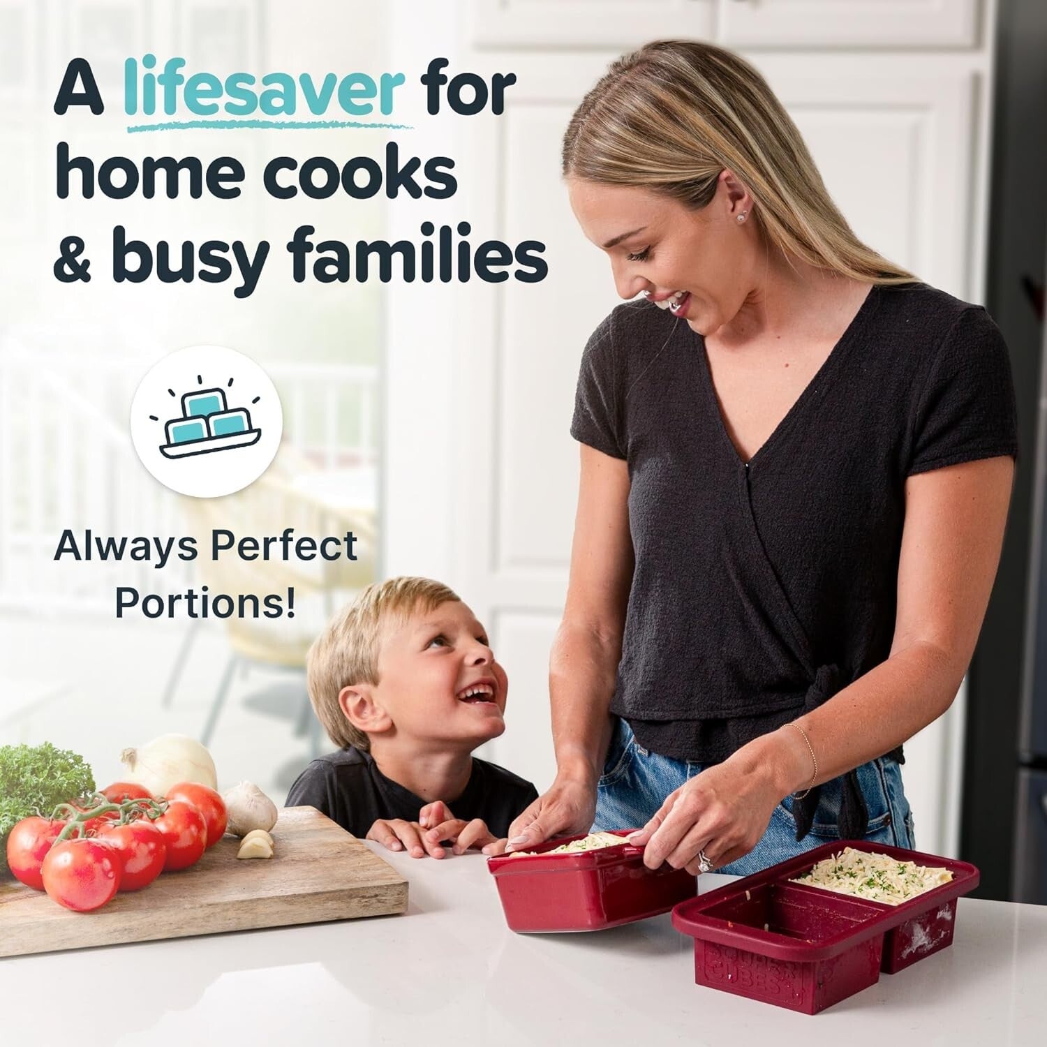 2-Pack BPA-Free 2 Cup Silicone Freezer Trays with Lids - Perfect for Meal Prep