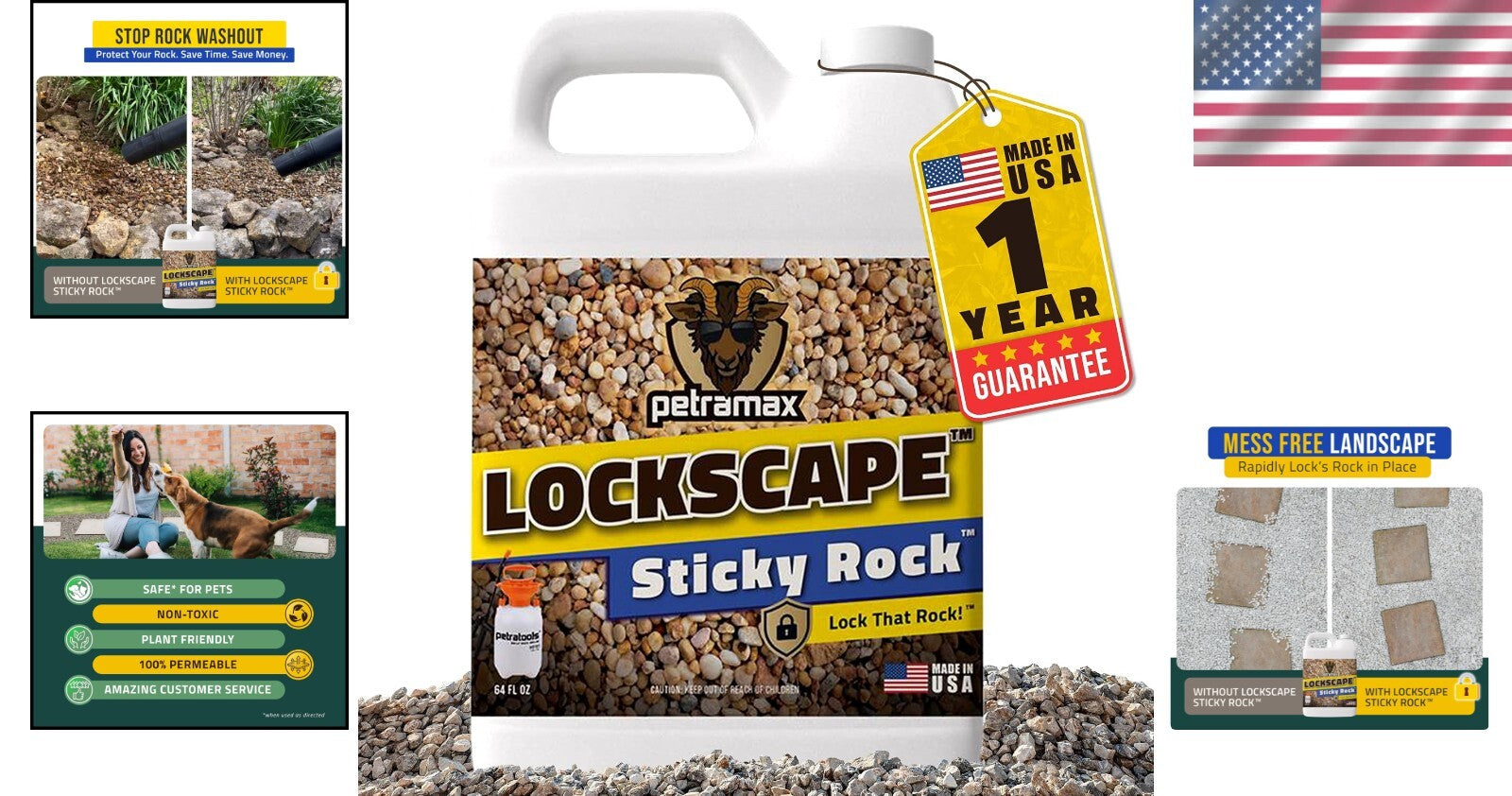 Lockdown 64 oz Clear Rock Glue - DIY Landscaping Essential for Erosion Control