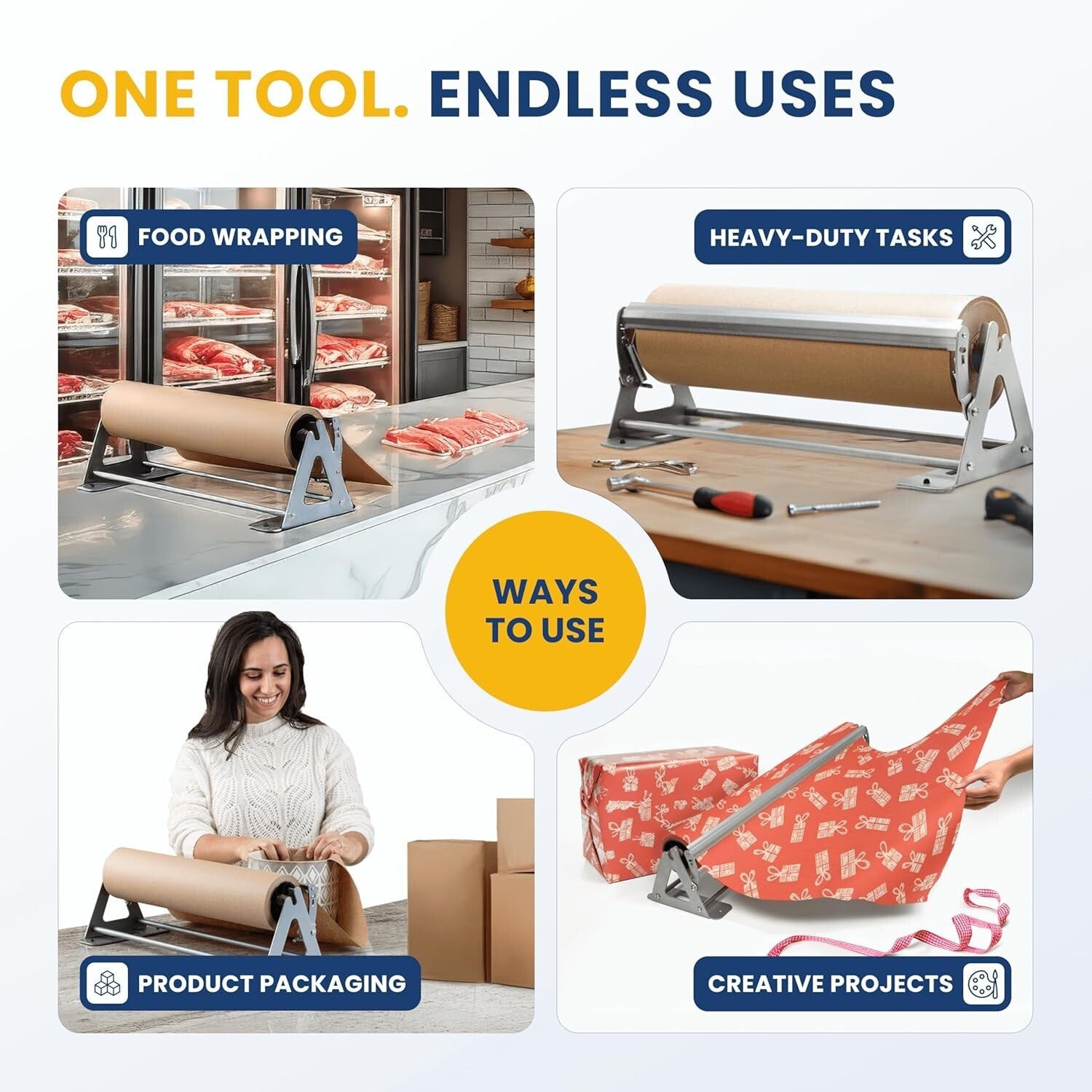 Alloy Steel 36" Paper Dispenser & Cutter - Versatile for Craft and Butcher Paper