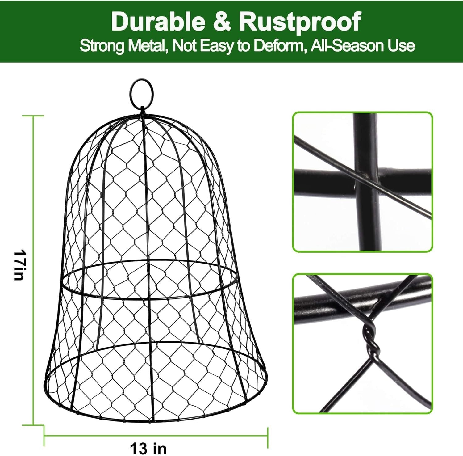 Durable 6-Pack Plant Protectors - 13" Diameter Garden Cloches Against Pests
