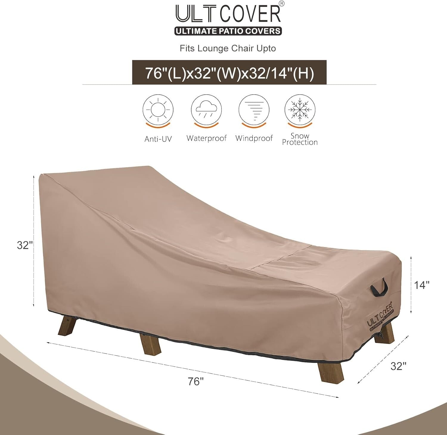 Solid Brown Outdoor Chair Covers - Heavy-Duty Protection for 76" x 32" Chairs