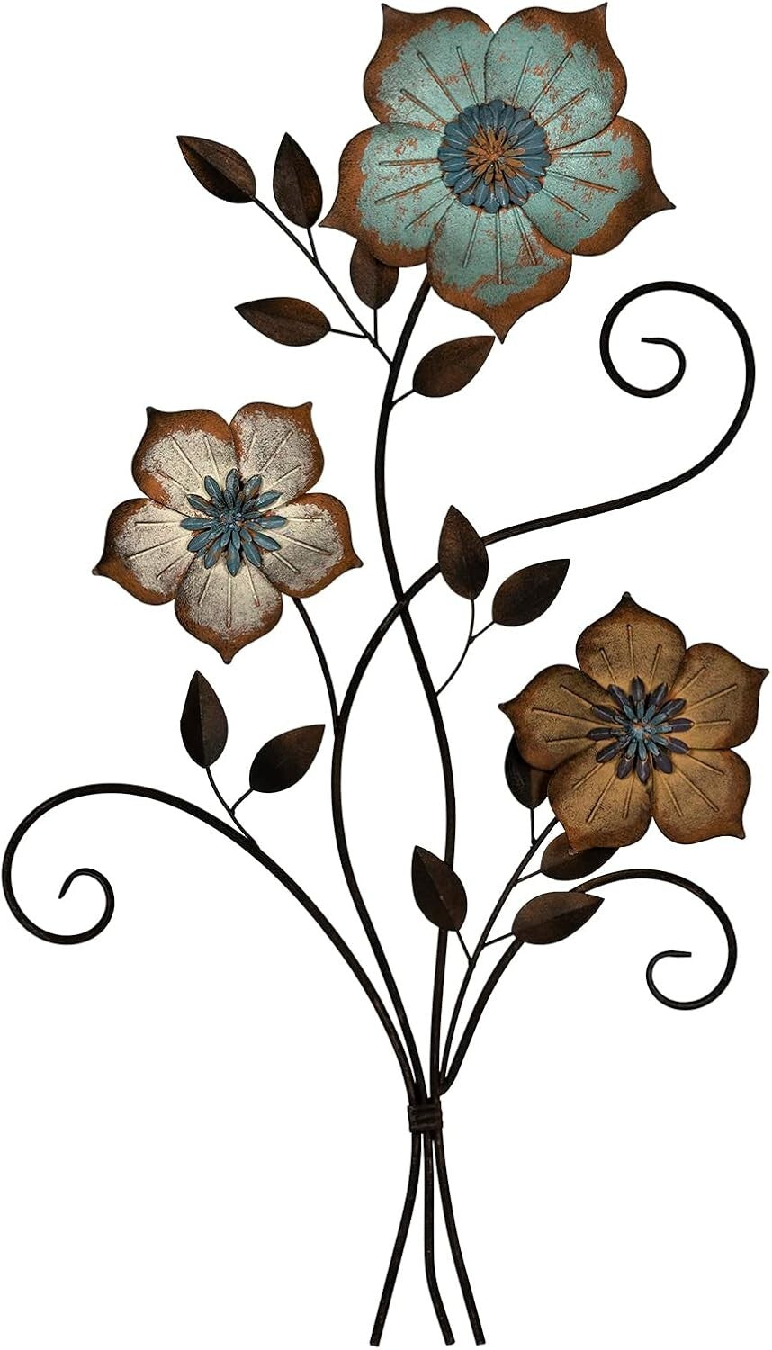 Lifelike 3D Flower Wall Decor in Bronze - 19.25 W for Artistic Home Flair
