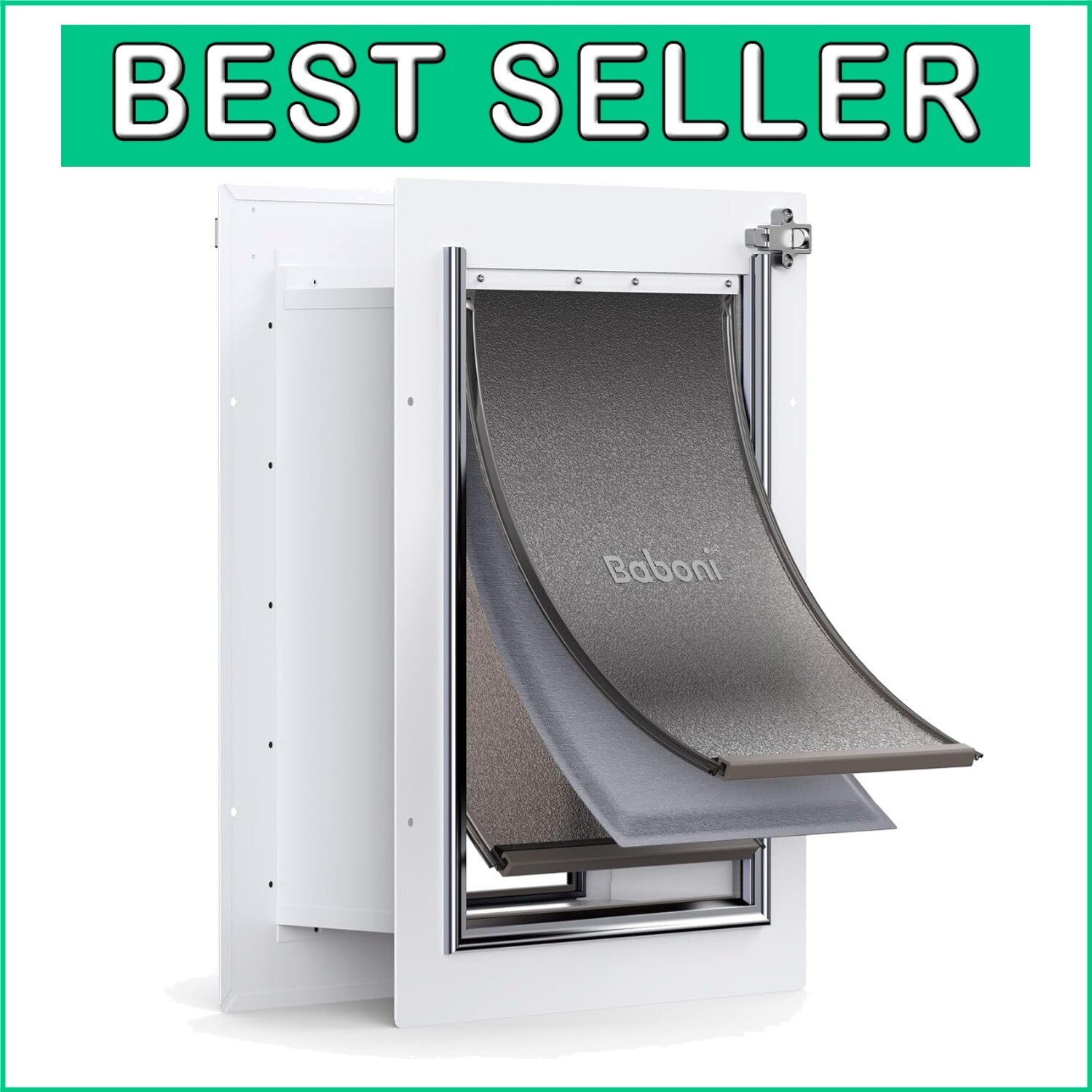 Weatherproof Aluminum Flap Pet Door for Medium Dogs and Cats - 40Lb Limit