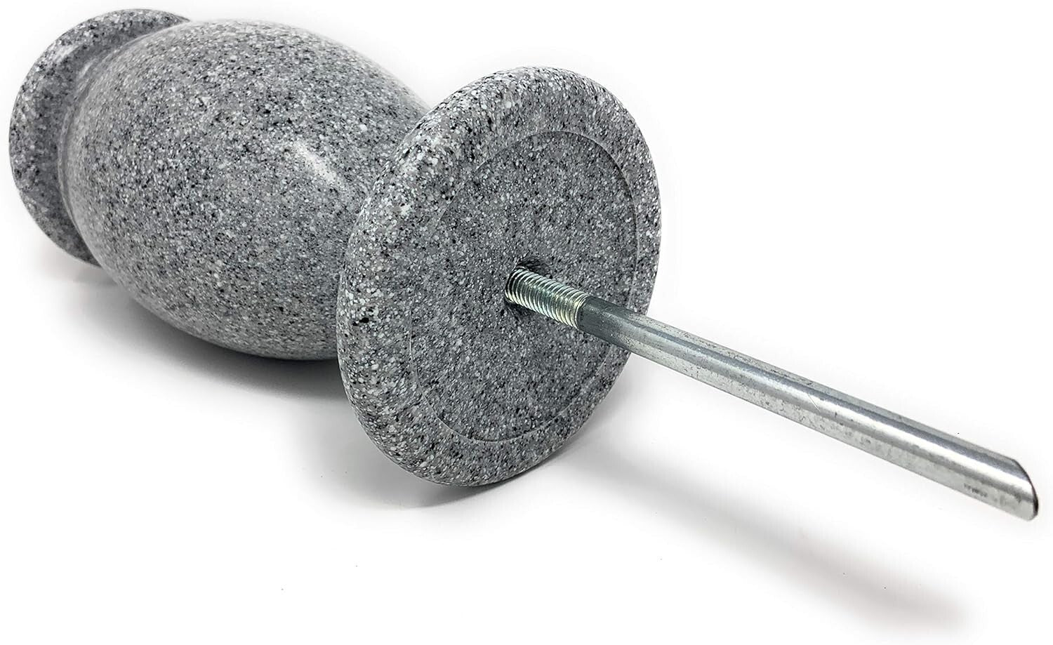 Light Grey Granite Memorial Vase for Headstone Flowers - Secure Spike Included