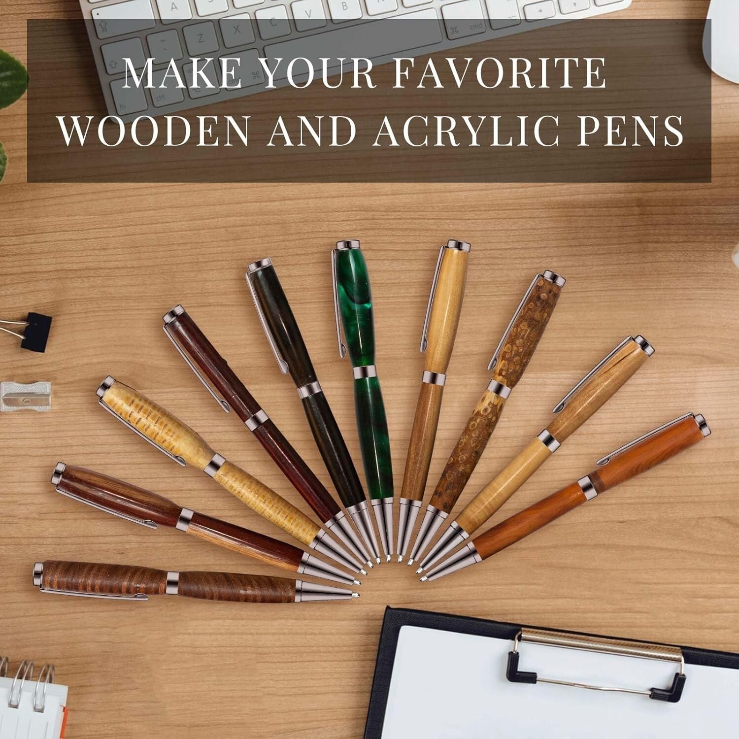 Durable 48 Pcs Slimline Pen Turning Kits - Includes Black Refills for Crafting