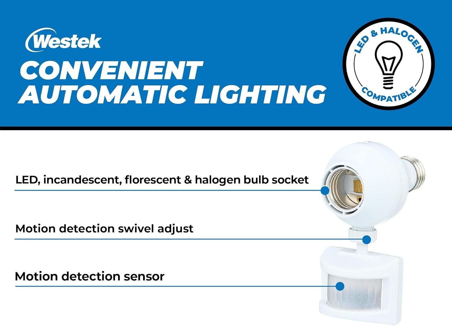 Automated Outdoor Motion Sensor Light Socket - Easy Screw-In Setup, 2 Pack
