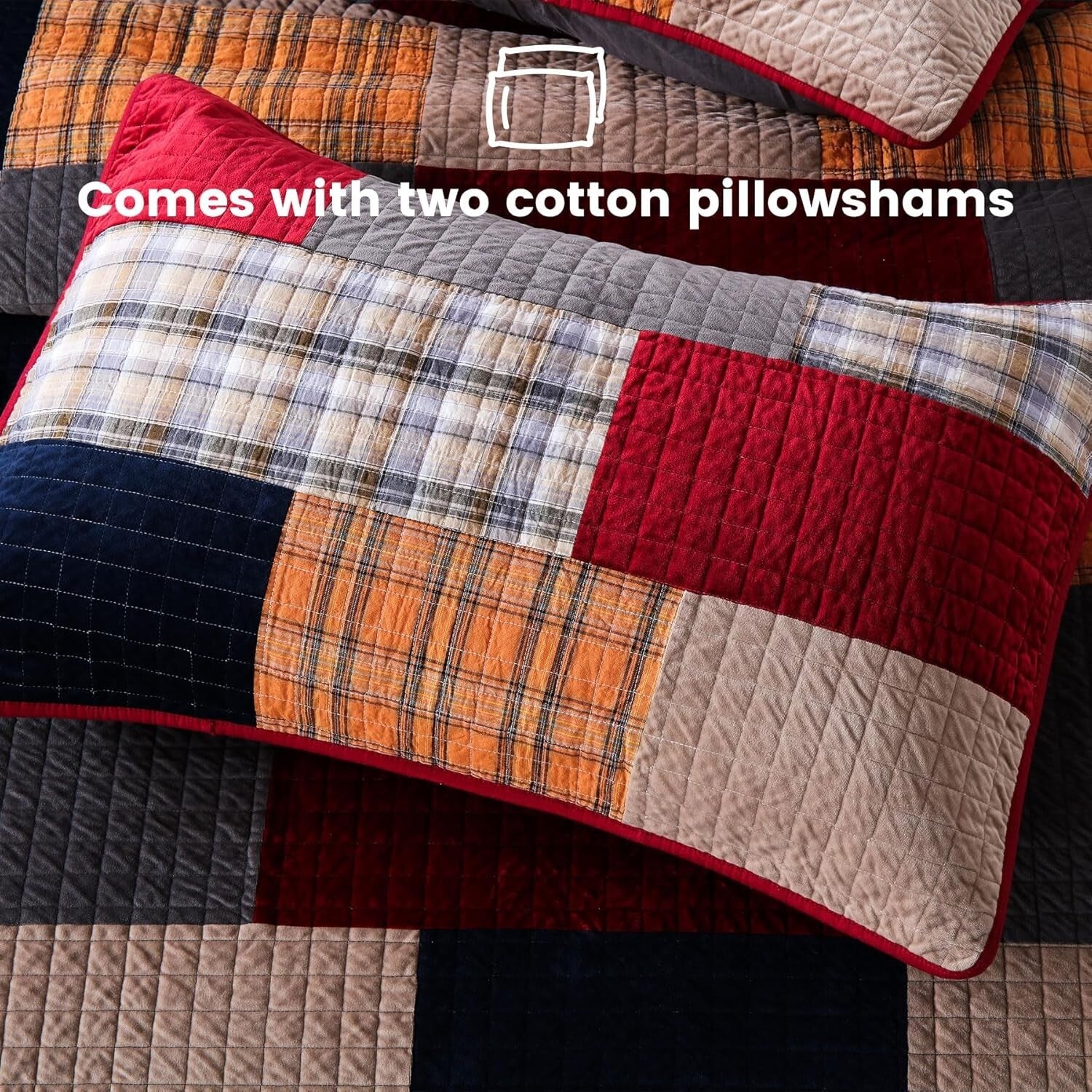 Luxurious King Size Velvet & Cotton Comforter Set - Art Deco Patchwork Design