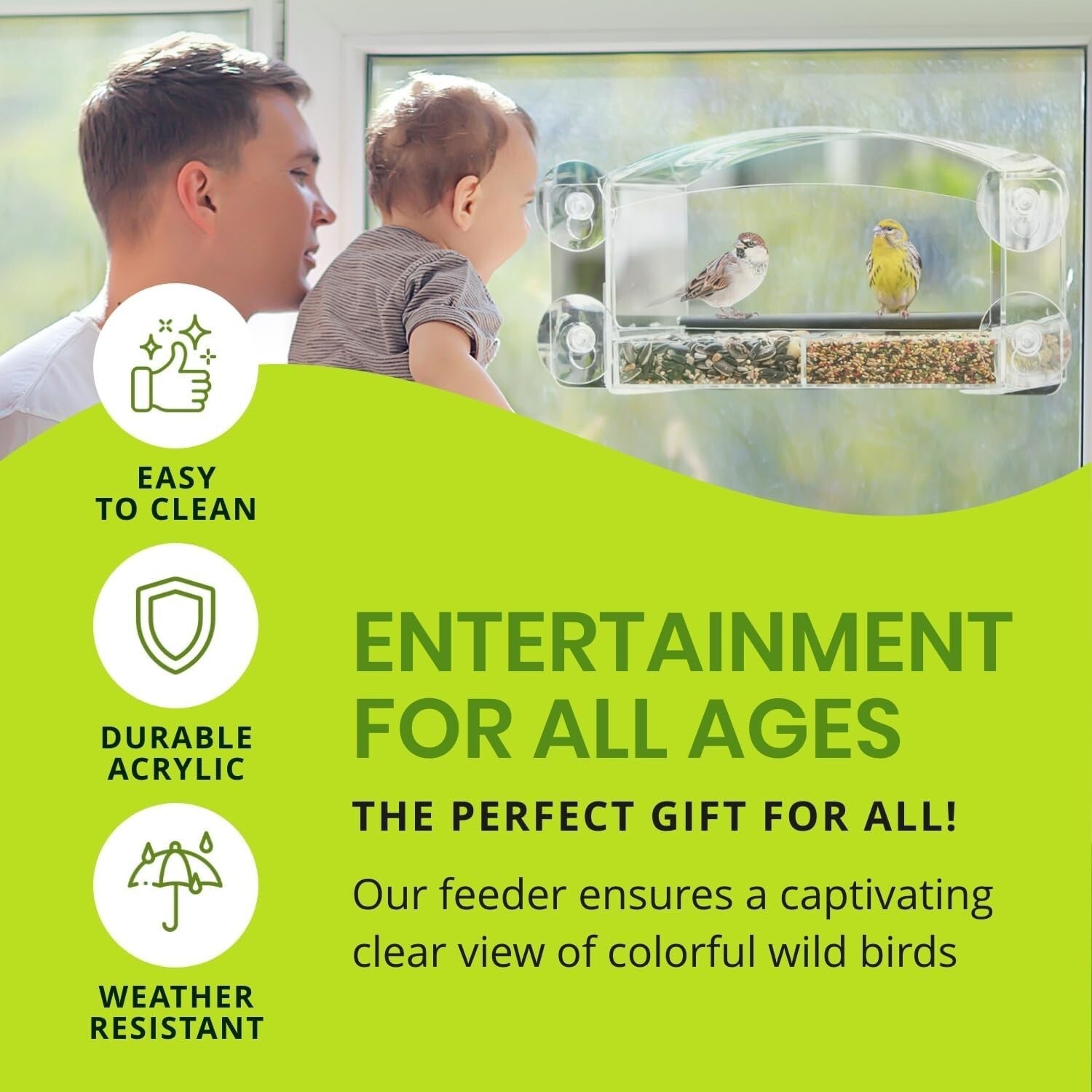 Eco-Friendly Clear Bird Feeder with Strong Suction Cups for Hummingbird Viewing