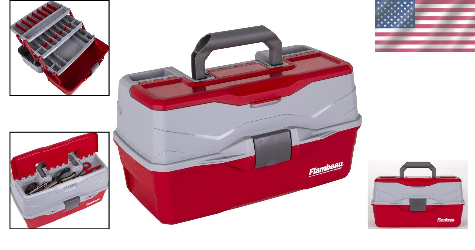 Classic 3-Tray Fishing Tackle Box with Water-Resistant Design & 32 Compartments