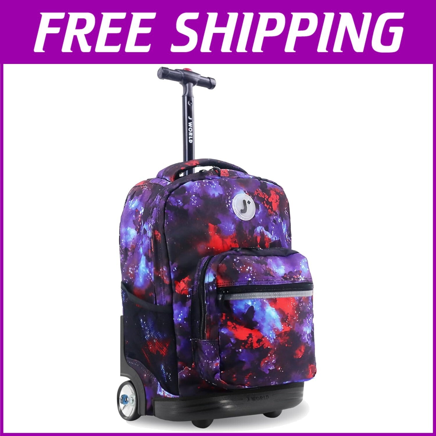 Durable 18" Rolling Backpack for Kids with Large Capacity & Organizer Pockets