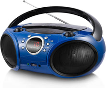 Load image into Gallery viewer, Stylish Starlight Blue CD Boombox with Wireless Bluetooth and Headphone Jack