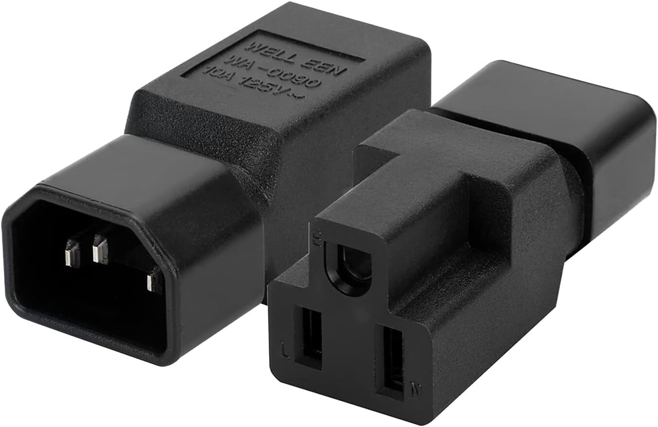 10 Pack C14 Male to NEMA 5-15R Female Power Plug - Reliable & Durable Connection
