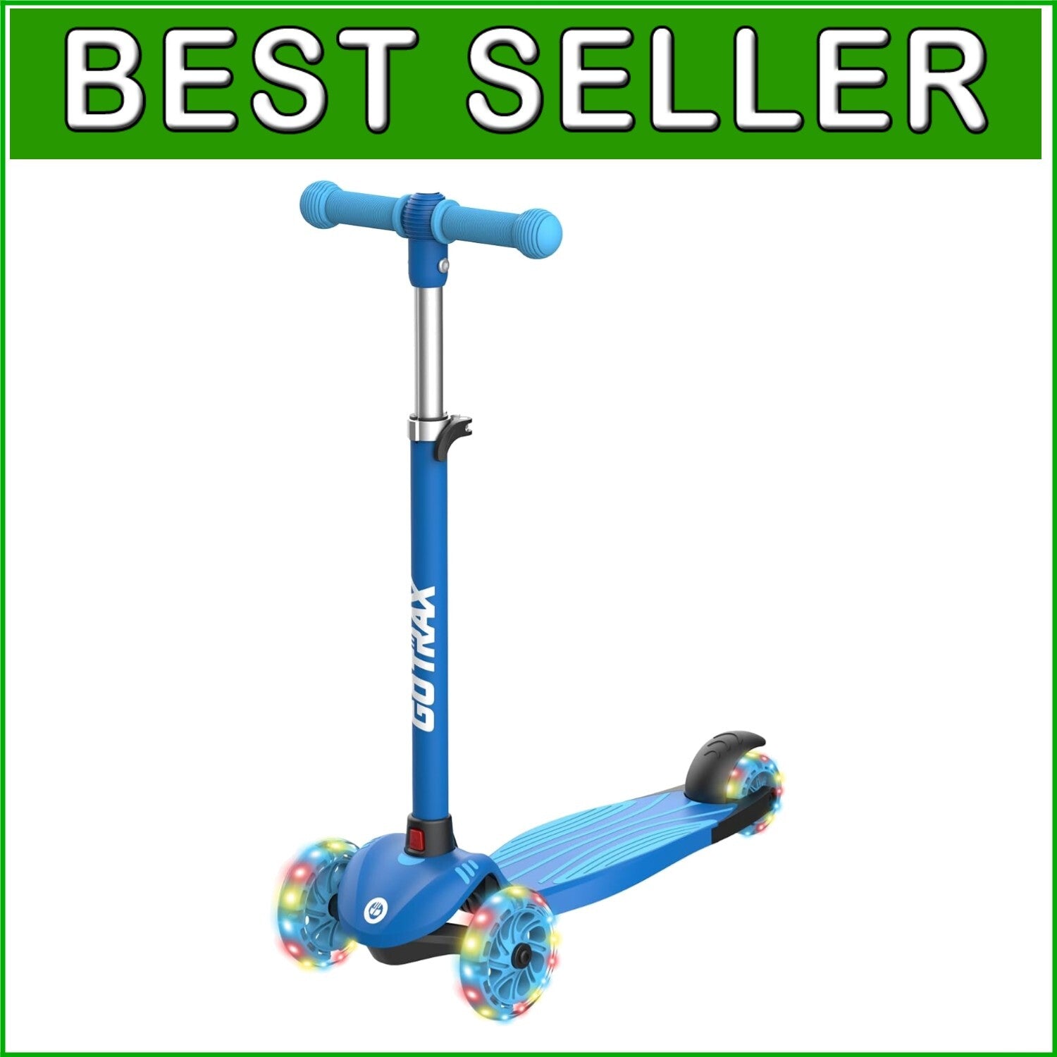 Blue Kids Kick Scooter - 3 Wheels, Adjustable Height & Rear Brake for Safety