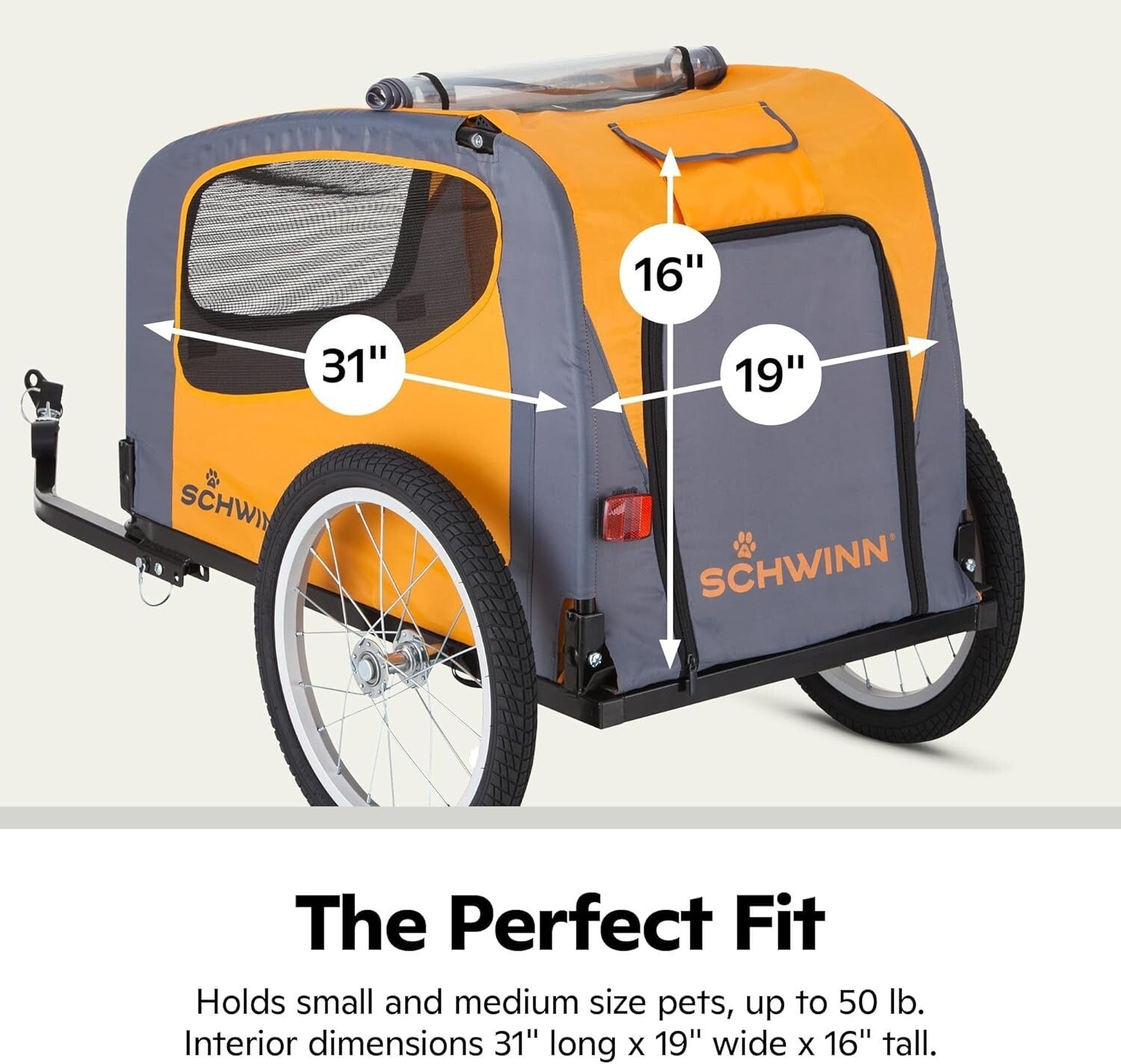 Rascal Dog Bike Trailer & Carrier for Pets Up to 50lbs - Foldable & Versatile