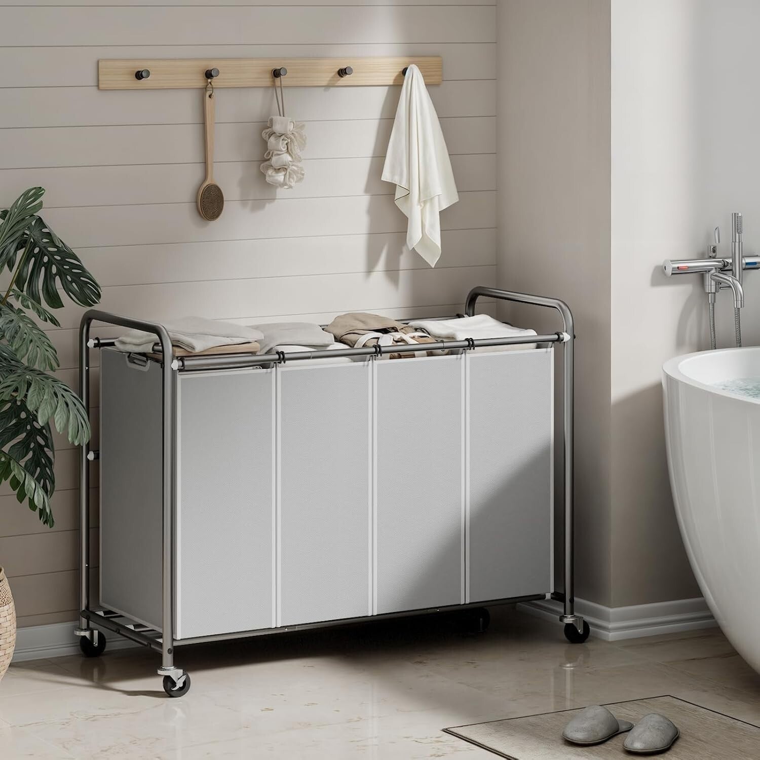 Durable Wheeled Laundry Basket Organizer for Sorting Clothes - 172L Capacity