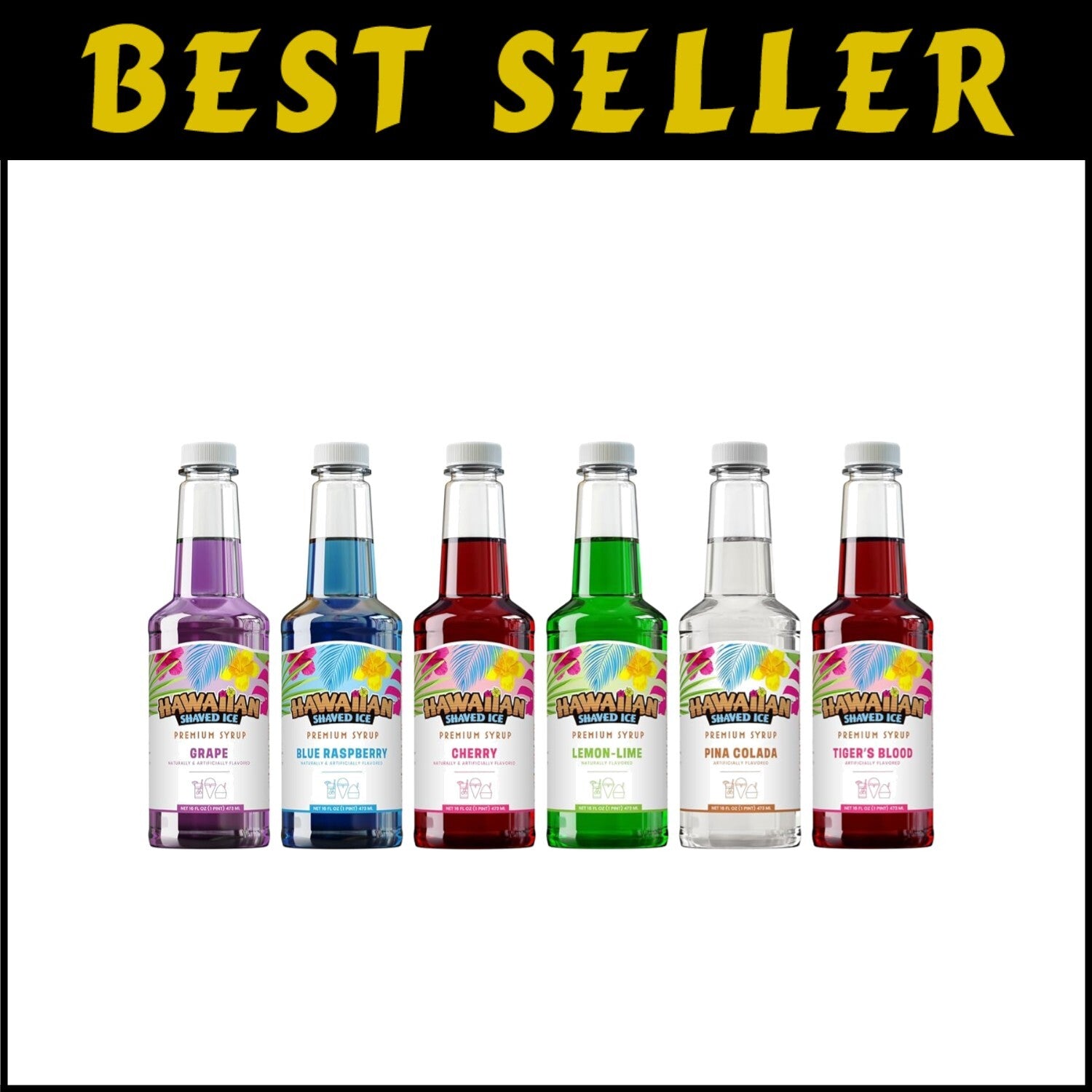 Versatile Snow Cone Syrup Set - 6 Delicious 16oz Bottles for Every Occasion