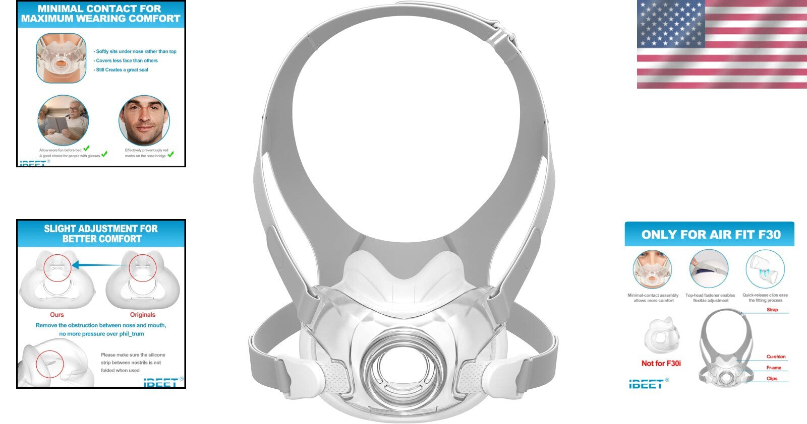 Durable F30 Replacement Kit: Adjustable Strap and Ultra-Compact Cushion Included