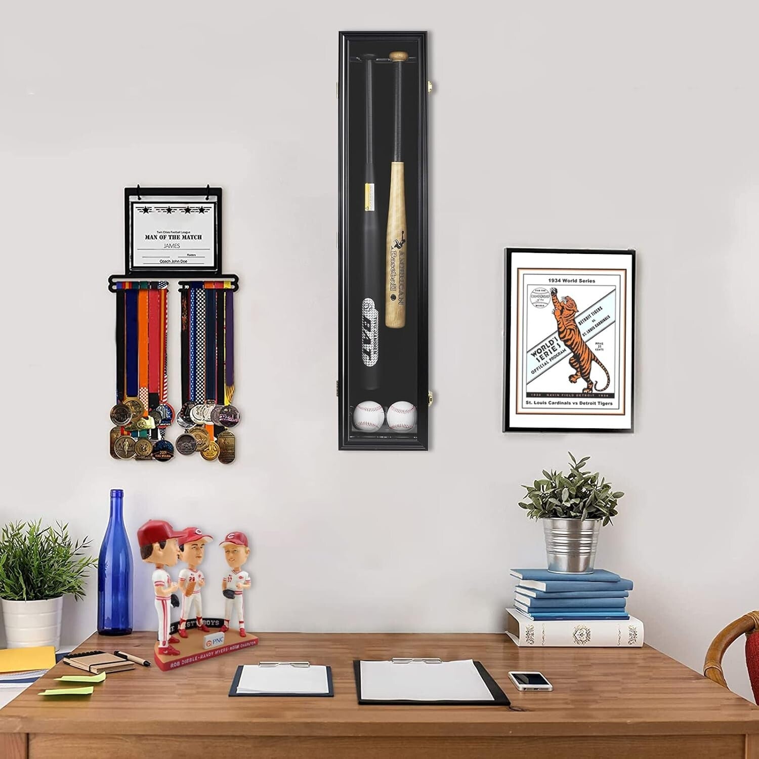 Premium 2-Bat Wooden Display Case with Acrylic & Velvet - Horizontal or Vertical