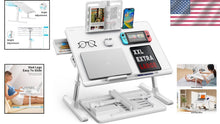 Load image into Gallery viewer, Versatile White Laptop Bed Desk - Height Adjustable for Work &amp; Relaxation