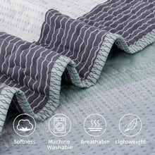 Load image into Gallery viewer, Soft Lightweight Mint Green Striped King Quilt Set with 2 Pillowcases - 3 Pieces
