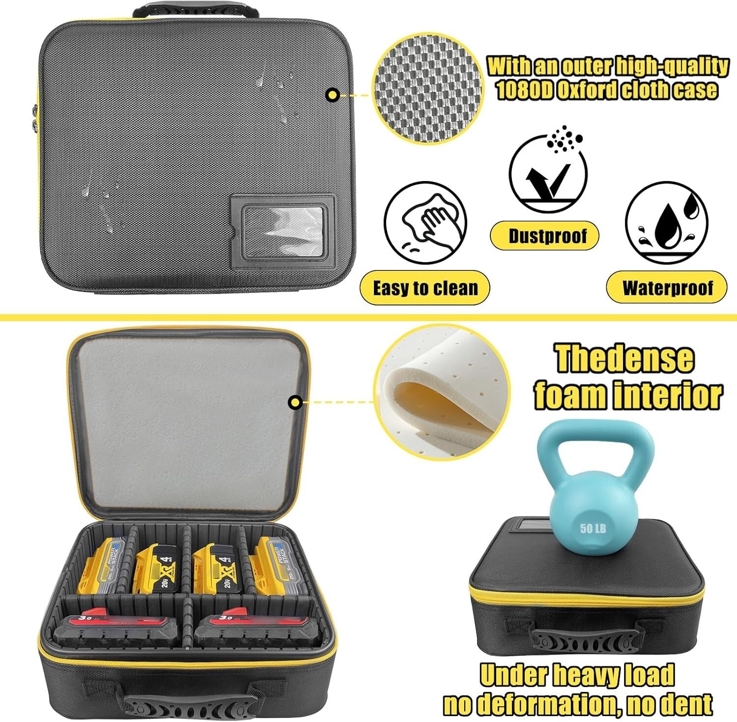 Durable Portable Battery Organizer with Customizable Interior for Power Tools