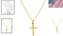Load image into Gallery viewer, Hallmarked 10K Yellow Gold Cross Pendant with 18/20 Inch Rope Chain - Gift-Ready