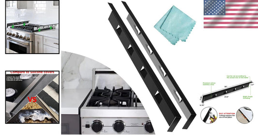Sleek and Durable 2Pcs Stainless Steel Stove Gap Filler - Heat-Resistant Design