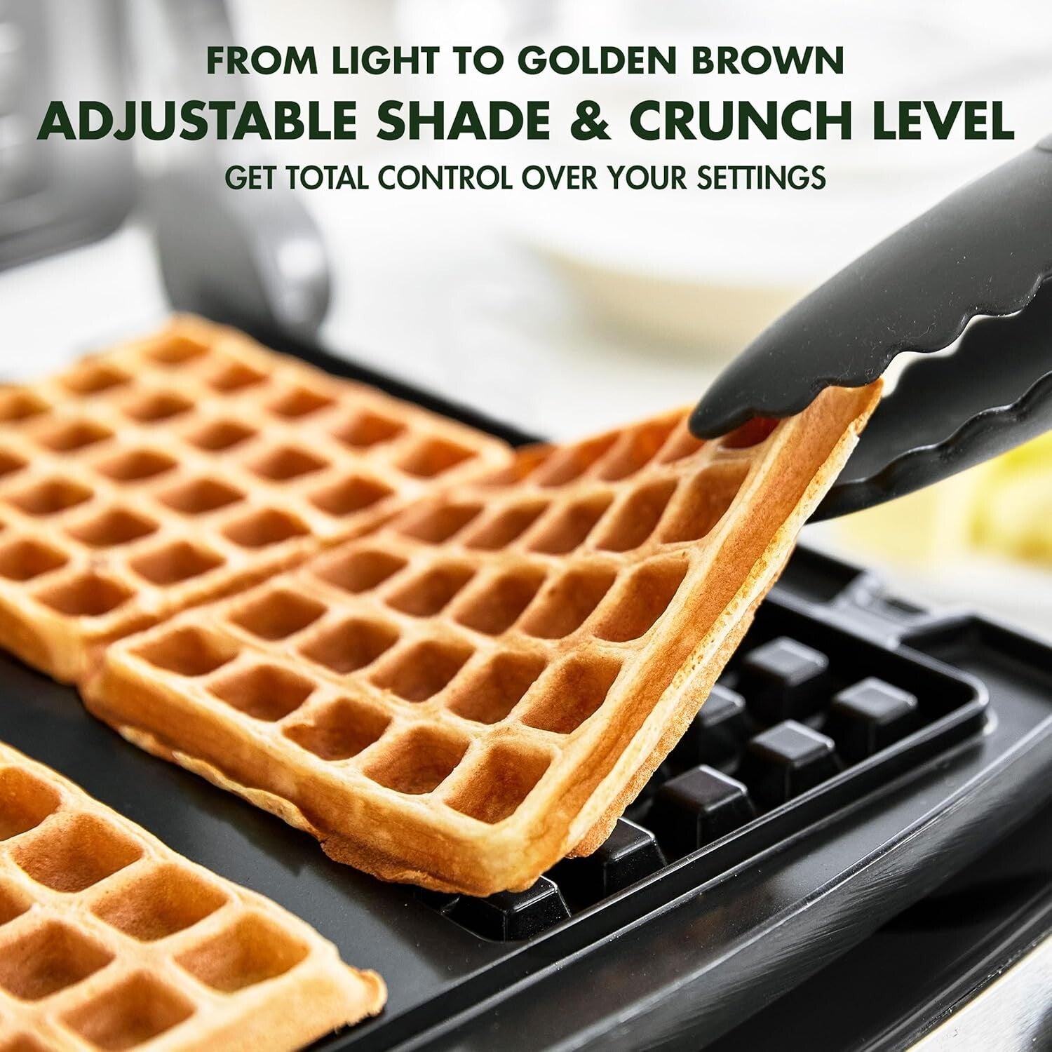 Elite Belgian & Classic Waffle Iron with Dishwasher Safe Plates - No Overflow