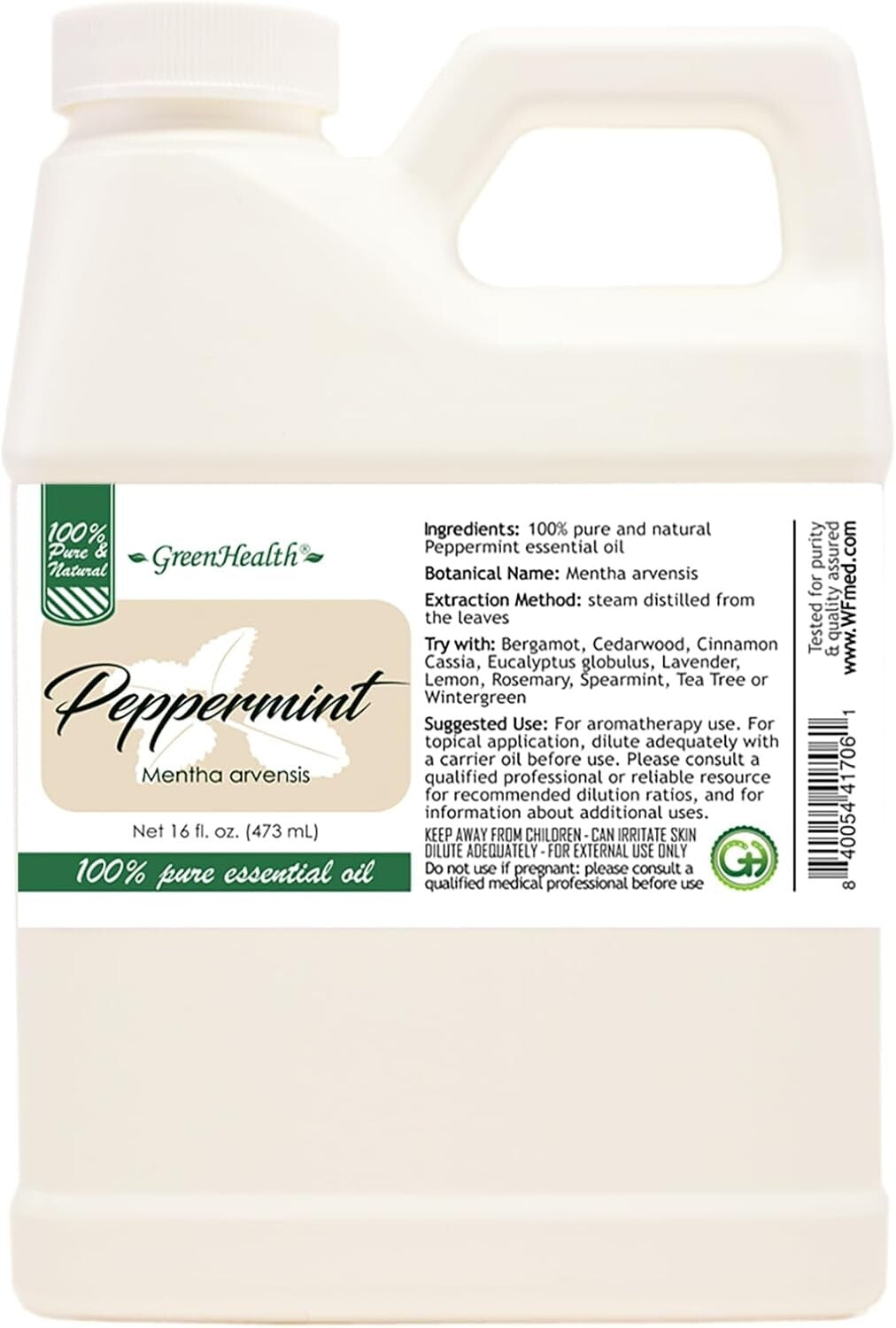 Natural & Uncut Peppermint Essential Oil - 2 x 16 fl oz with Child-Resistant Cap