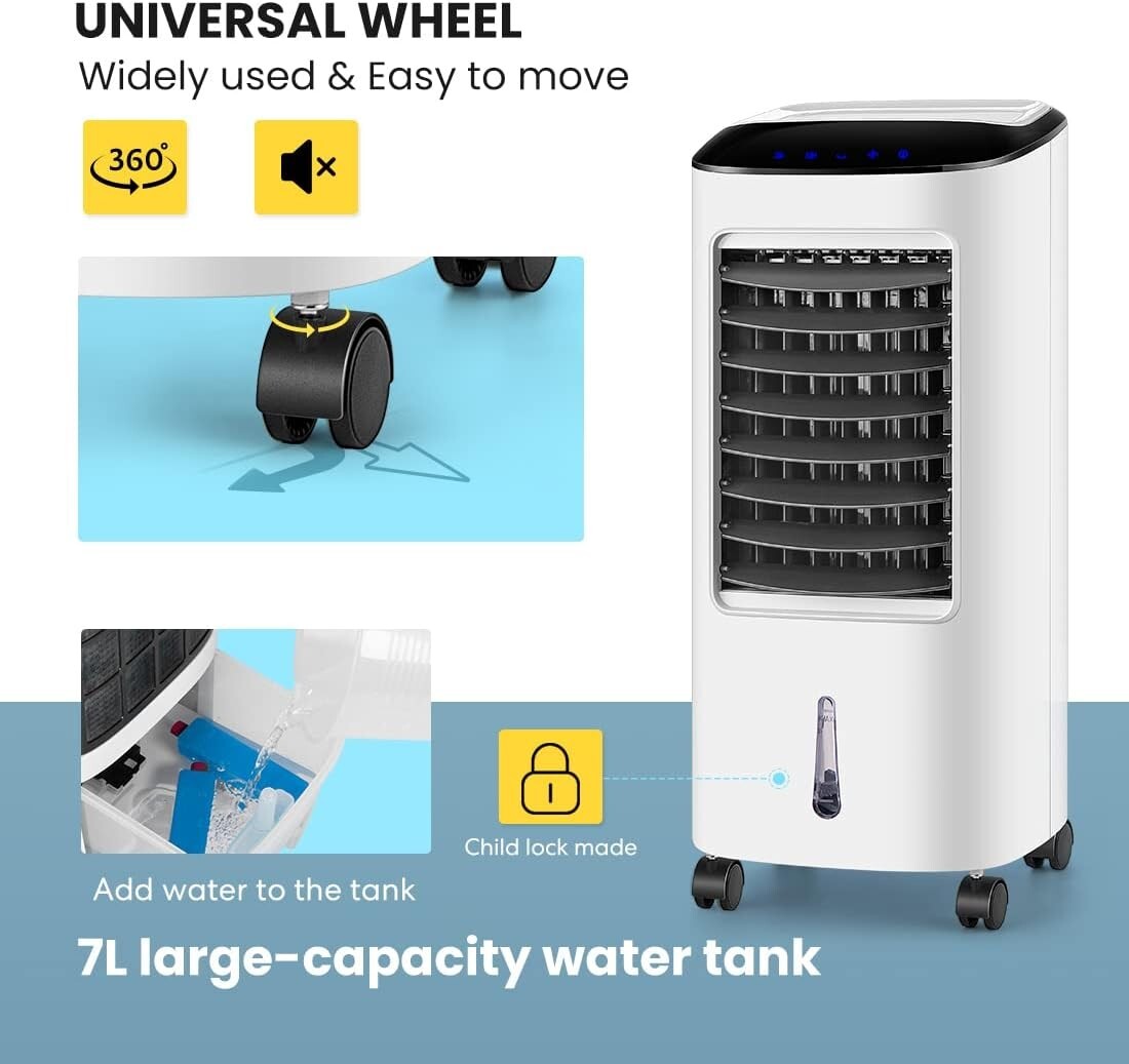 Advanced Evaporative Air Cooler - 110V, 4 Ice Boxes & Timer Function for Comfort